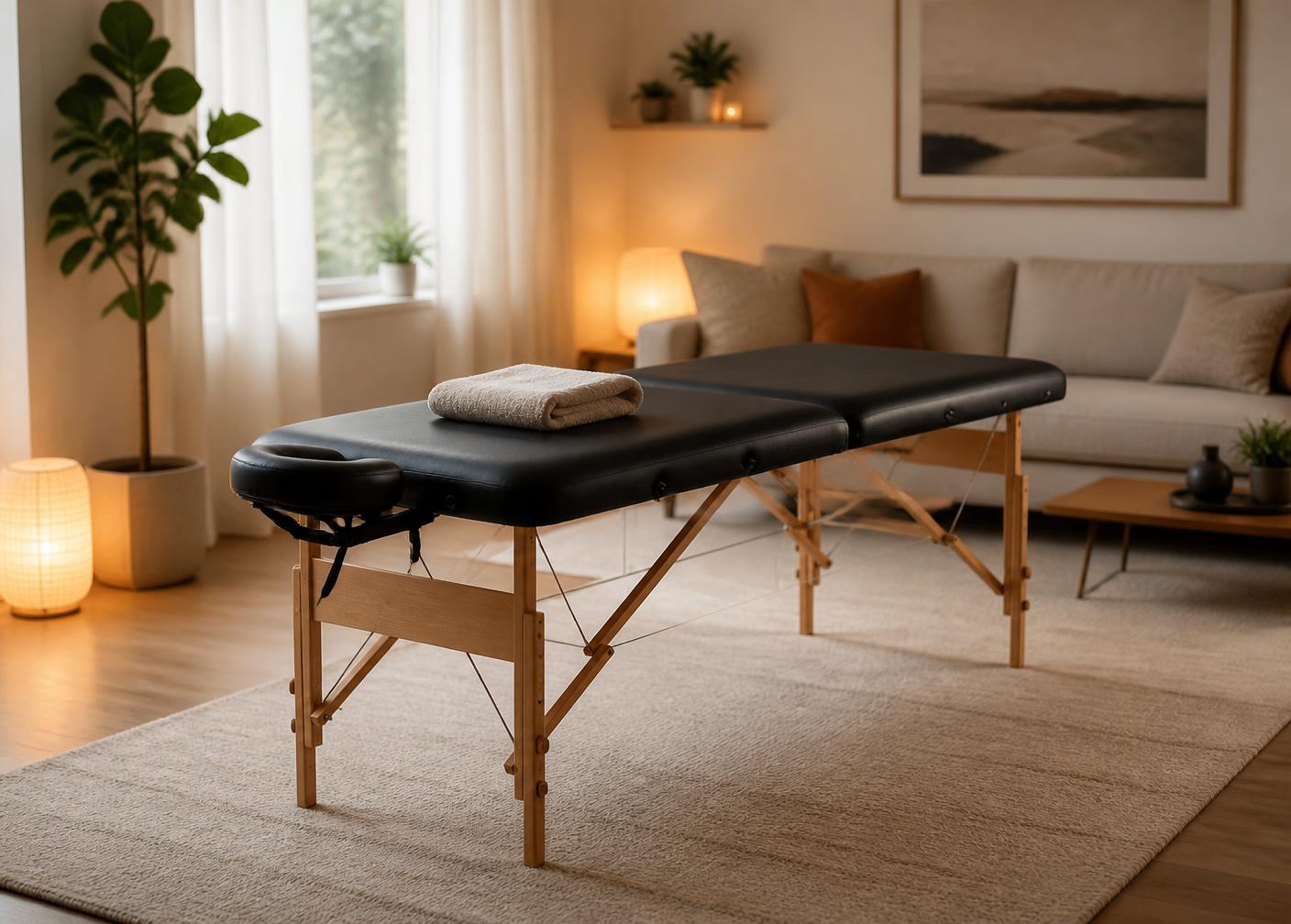 Table de massage installée à domicile